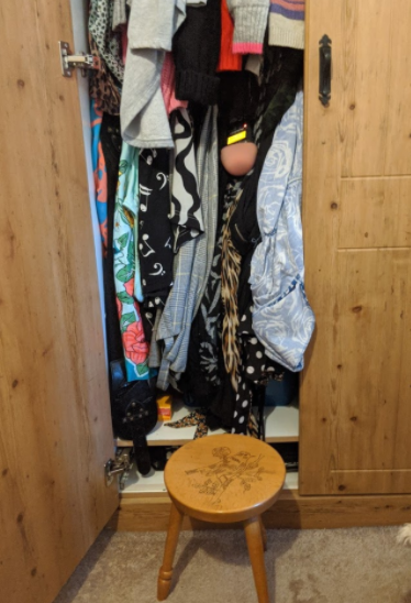 a messy wardrobe
