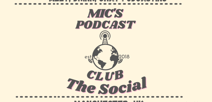a graphic advertising mic's podcast club social